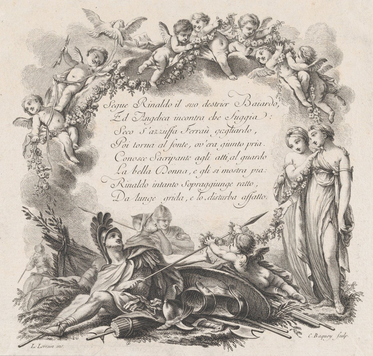 Vignetta per il primo canto di Orlando Furioso, XVIII secolo da Jean Charles Baquoy