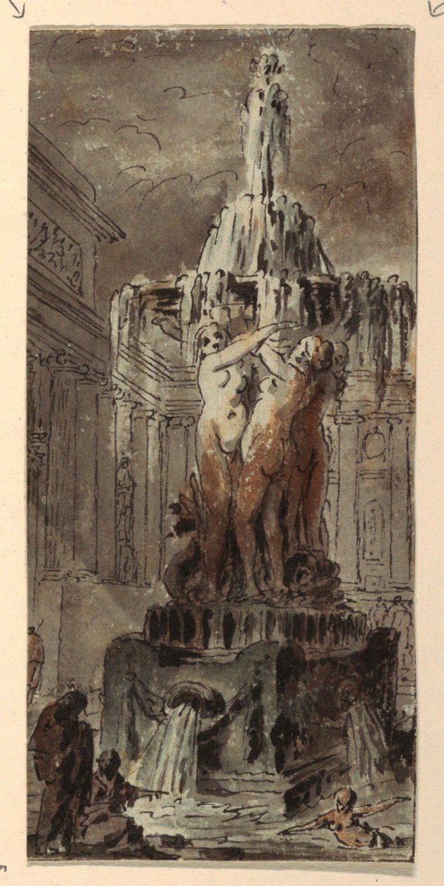 Fantasia architettonica con fontana da Jean Charles Delafosse