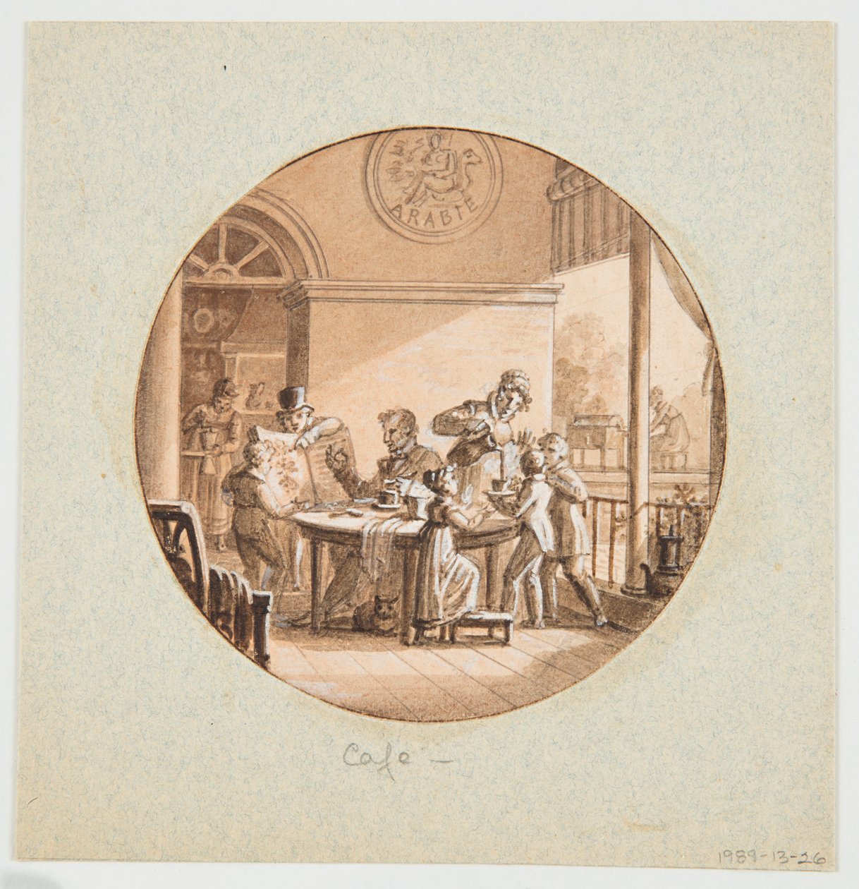 Progetto per un piatto di porcellana dipinta, Caffè dal Servizio degli Oggetti da Dessert da Jean Charles Develly