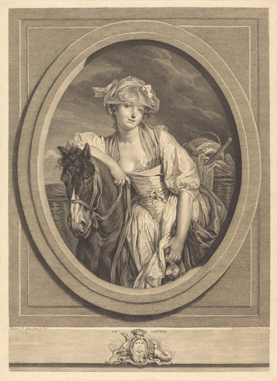 La lattaia da Jean Charles Levasseur after Jean Baptiste Greuze