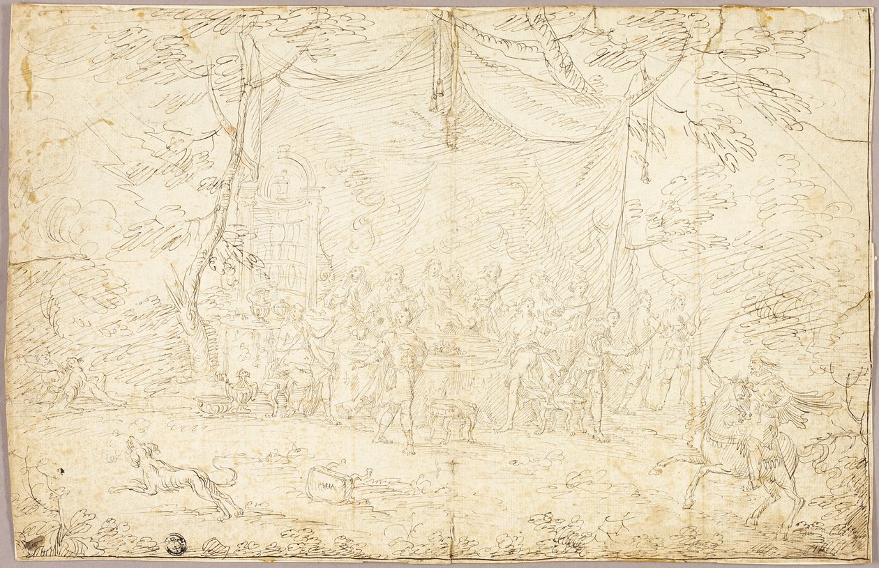 Soggetto letterario: Scena di banchetto da Jean Cotelle the younger