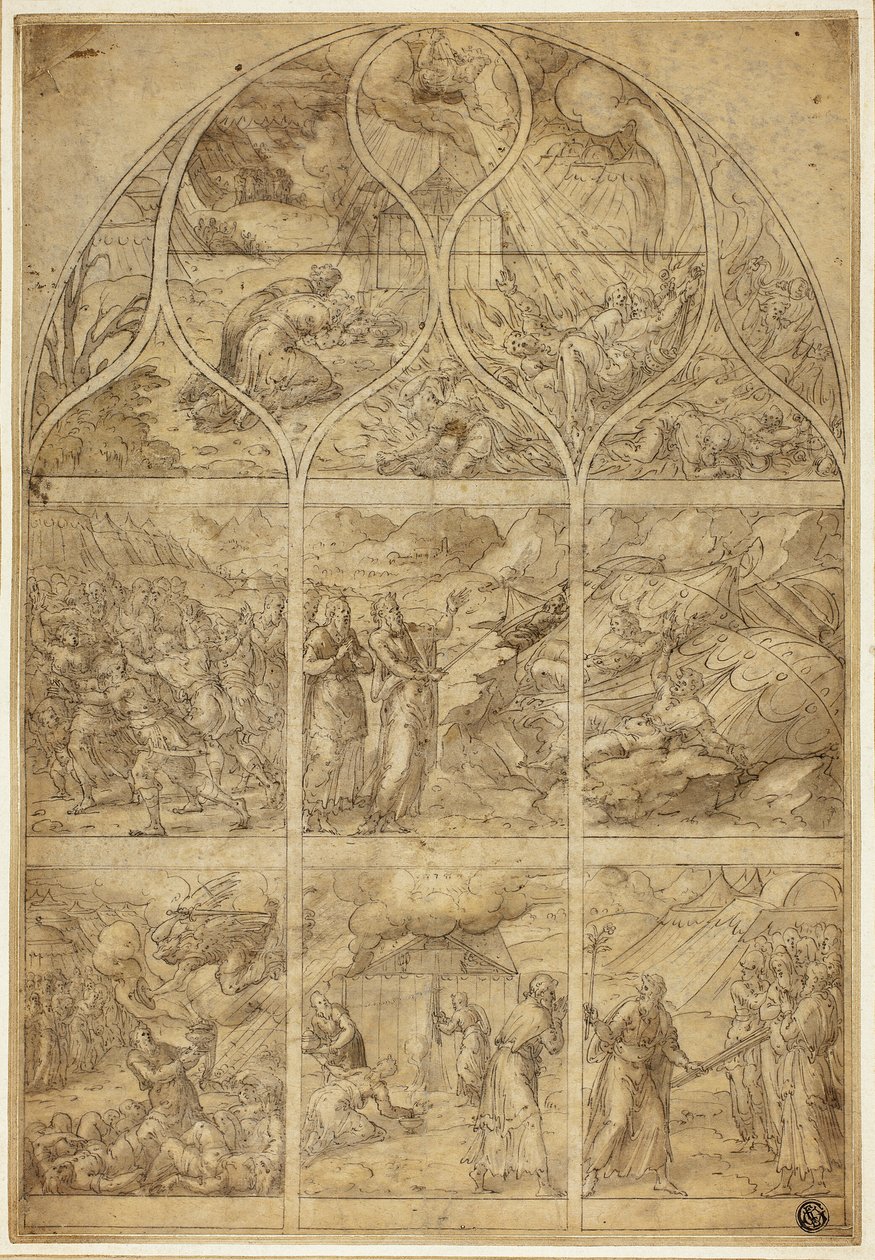 Progetto di vetrata con la storia di Aronne da Jean Cousin the Younger