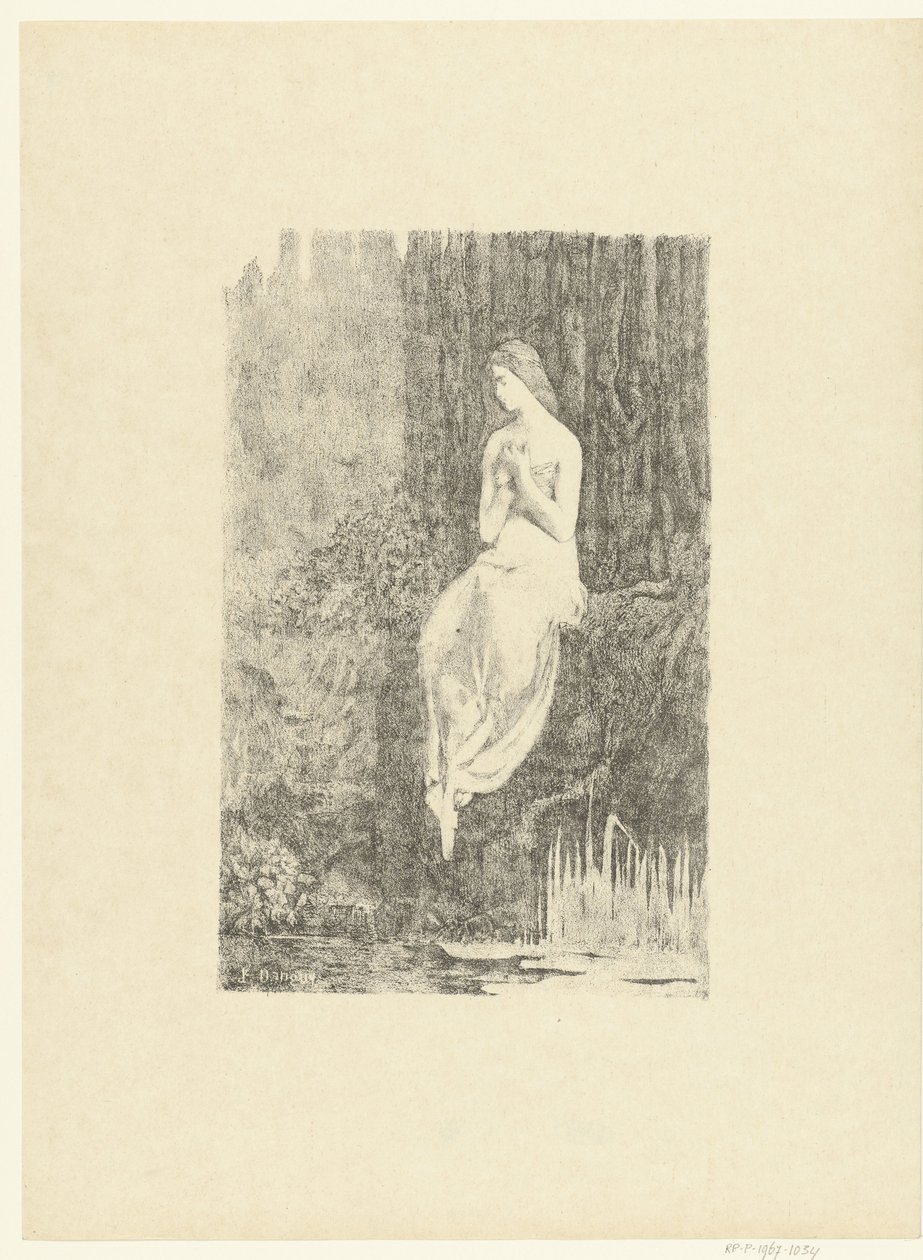Donna seminuda seduta sulla riva di un fiume (Melancholia) da Jean Danguy