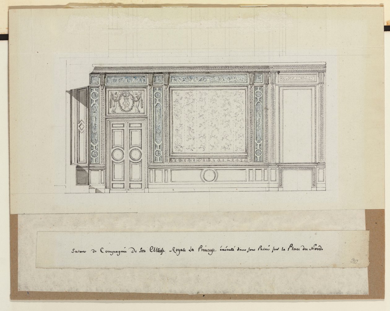 Progetto per decorazioni murali per il Salon de Compagnie da Jean Desmosthene (attr. to) Dugourc