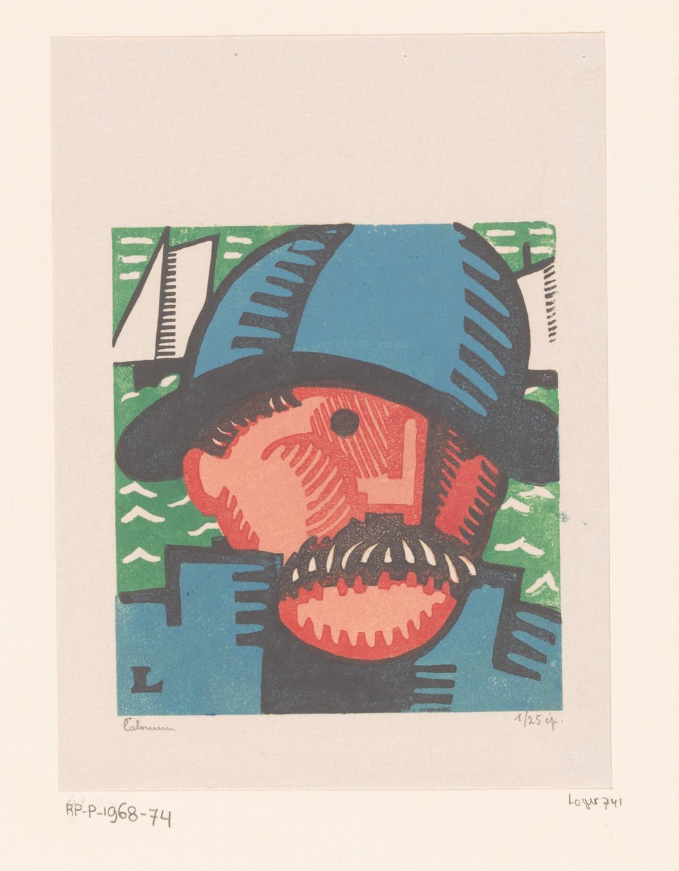 Testa di un pescatore con baffi da Jean Emile Laboureur (signed by artist)
