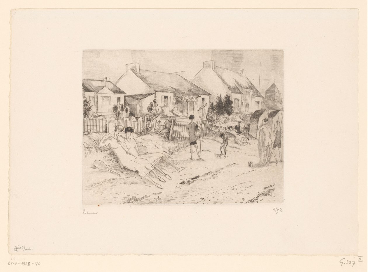 Tennisti a riposo sulla spiaggia da Jean Emile Laboureur (signed by artist)