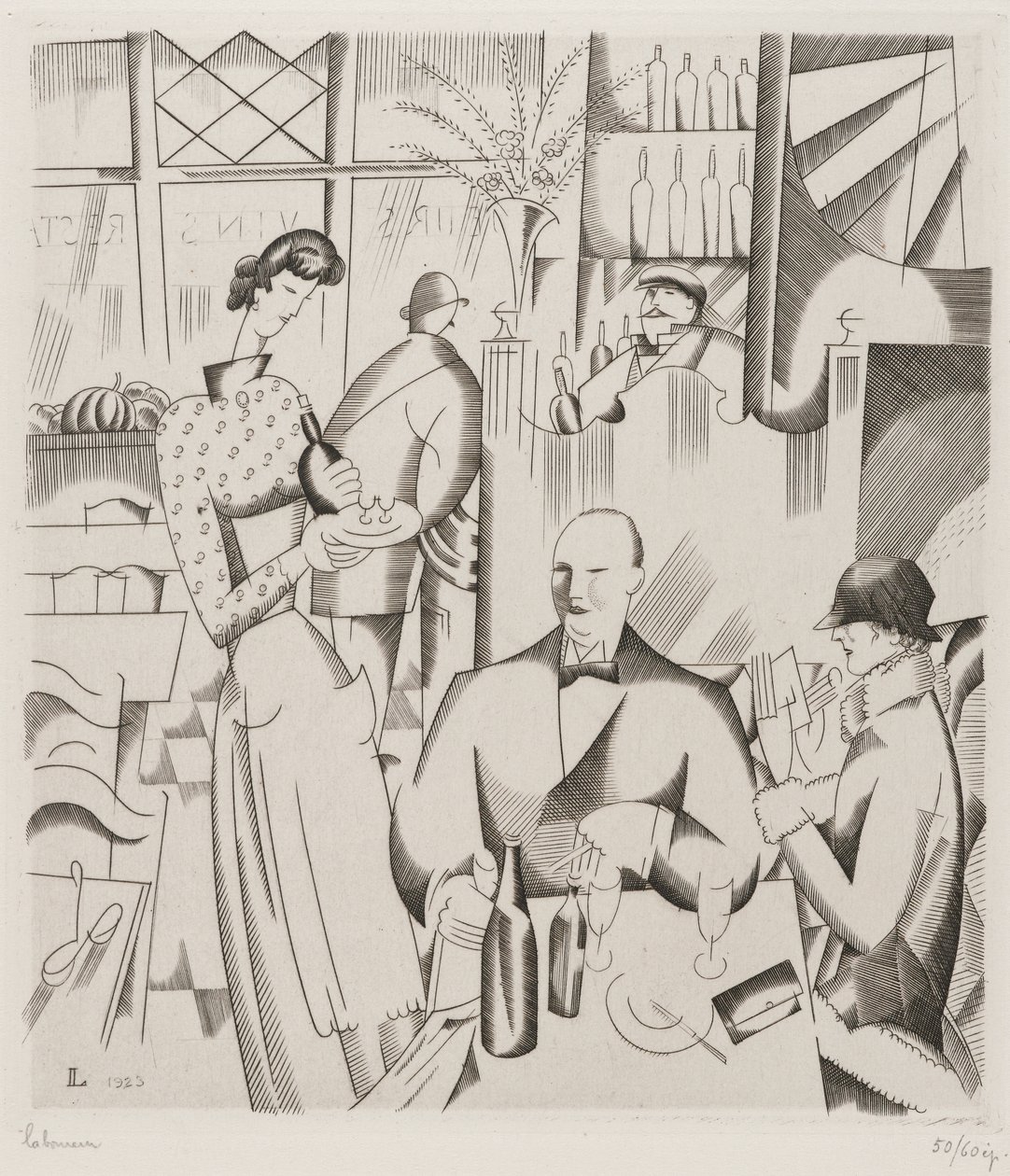 Cena al bistrot, 1923 (incisione) da Jean Emile Laboureur