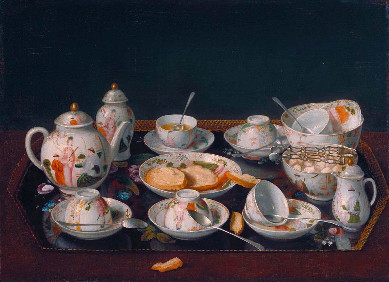 Tedesco: Natura morta con tazze da caffè (set da tè giapponese) Natura morta: set da tè da Jean Étienne Liotard