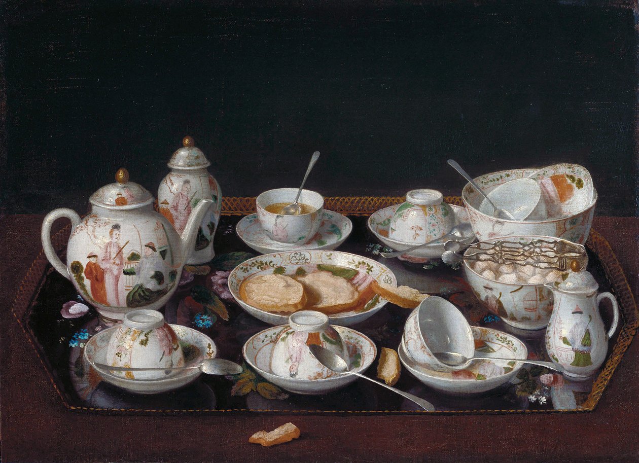 Tedesco: Natura morta con tazze da caffè (set da tè giapponese) Natura morta: set da tè da Jean Étienne Liotard