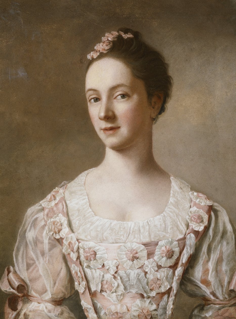Ritratto di una signora in un abito rosa e bianco da Jean-Étienne Liotard