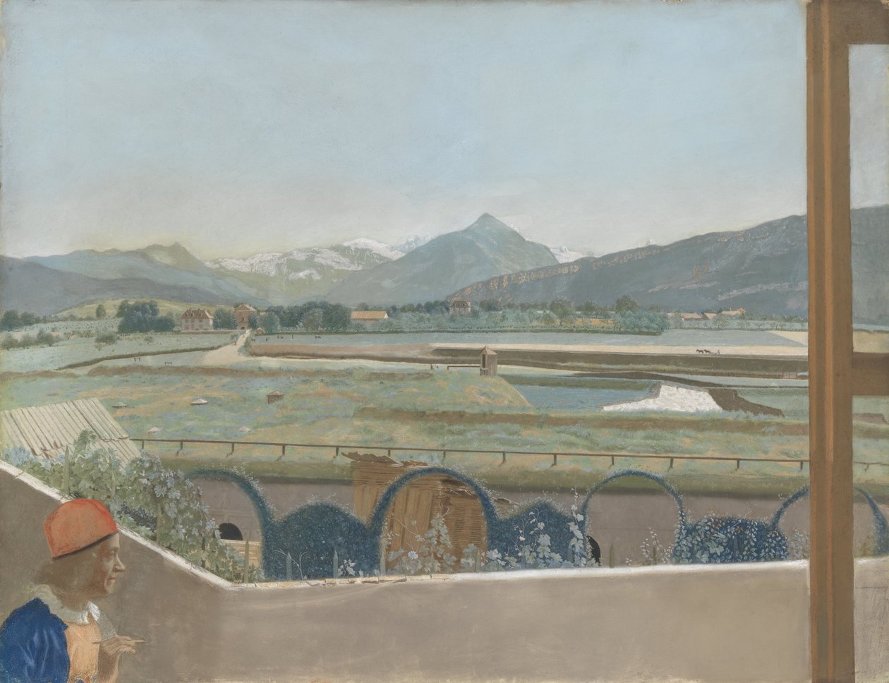 Vista verso il Massiccio del Monte Bianco dallo studio dell