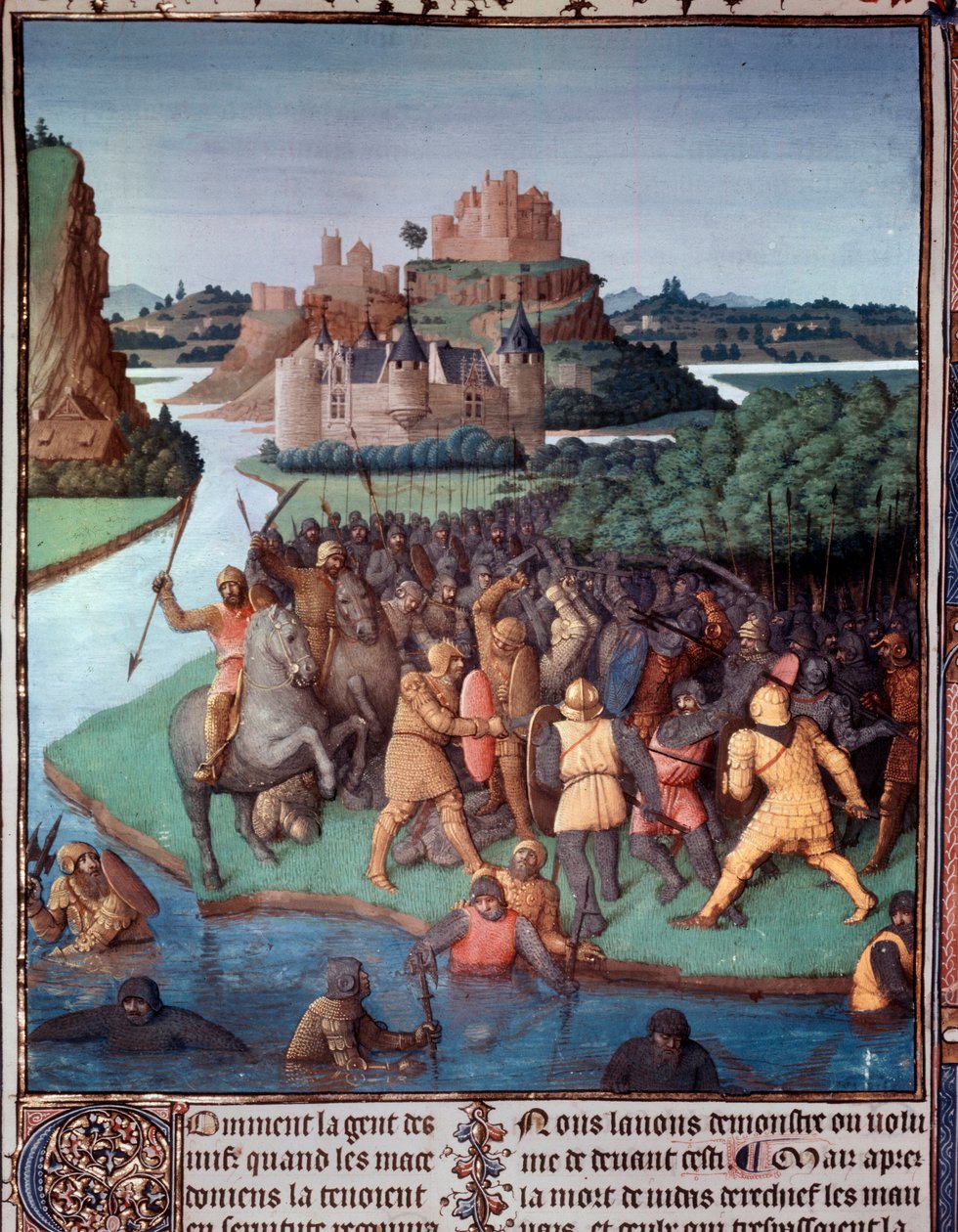 Battaglia tra ebrei e macedoni. Miniatura tratta da 