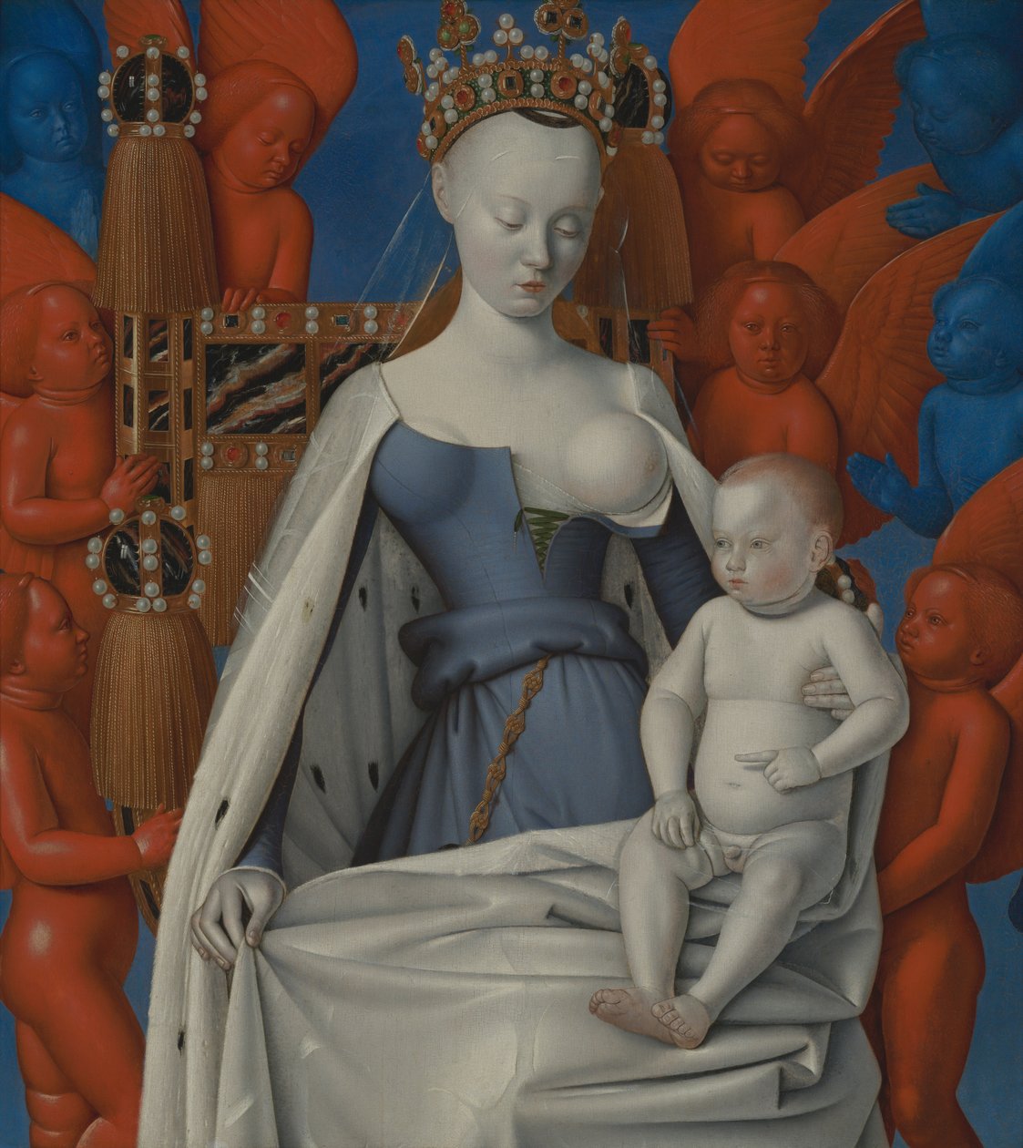 Madonna circondata da serafini e cherubini, 1450 circa (olio su tavola) da Jean Fouquet