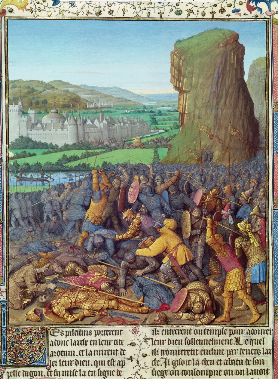 Ms Fr 247 fol.110 Vittoria degli Israeliti sui Filistei, illustrazione da 
