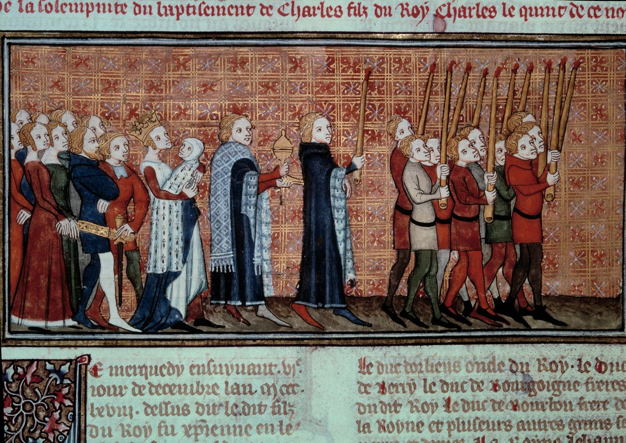 Processione in occasione del battesimo di Carlo VI portato dalla Regina Giovanna d