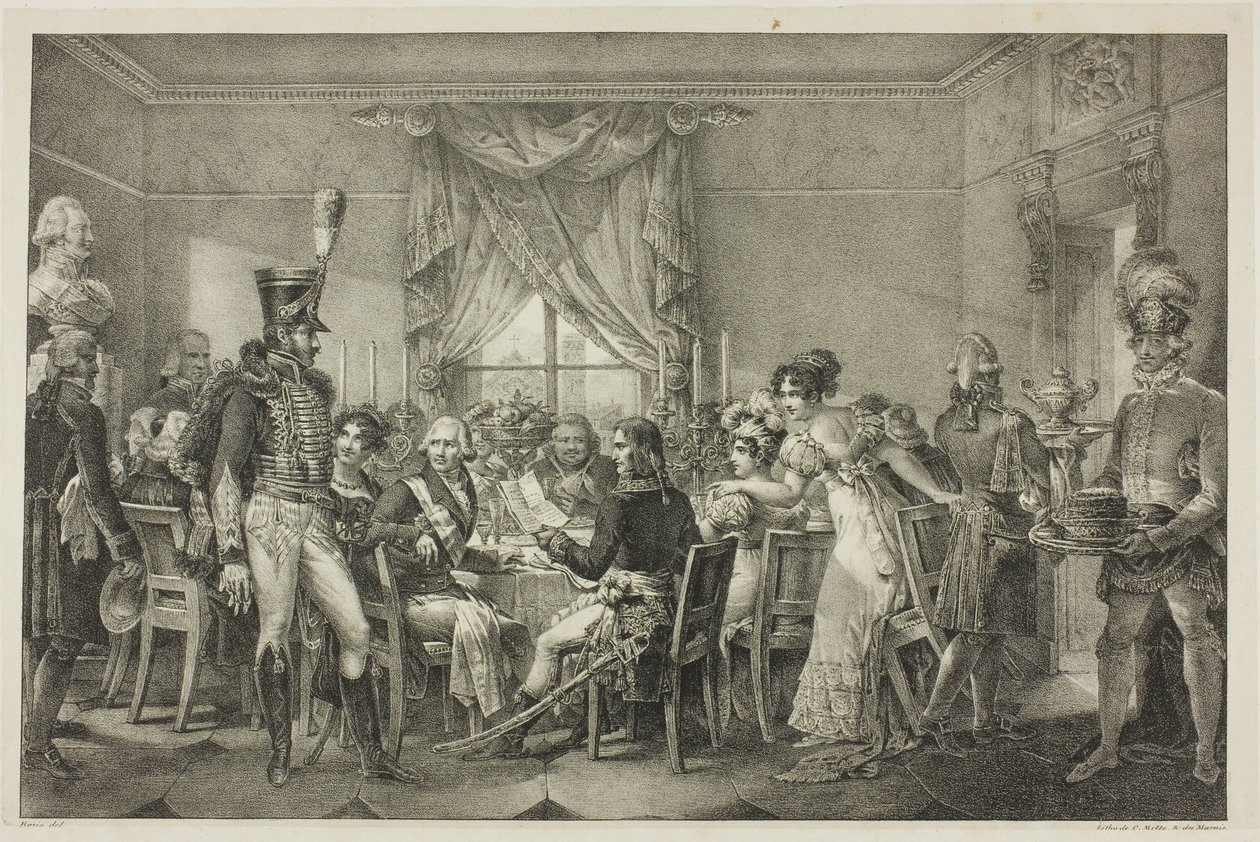 Napoleone al Palazzo del Granduca a Firenze, tavola tredici da La vita politica e militare di Napoleone da Jean Francois Bosio