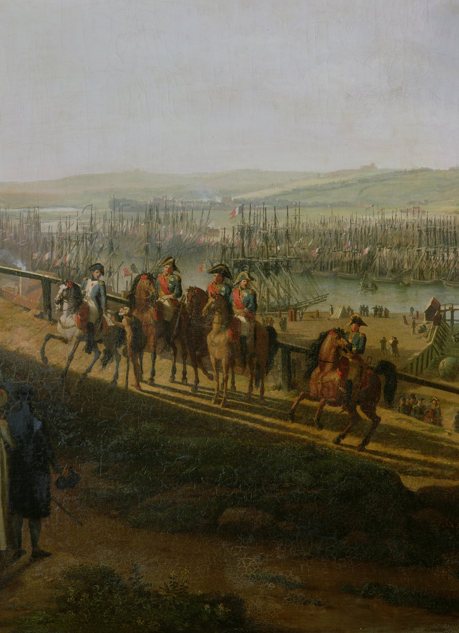 Napoleone Bonaparte (1769-1821) Visita il Campo a Boulogne nel luglio 1804, dettaglio di Napoleone e la Flottiglia, 1806 da Jean Francois Hue