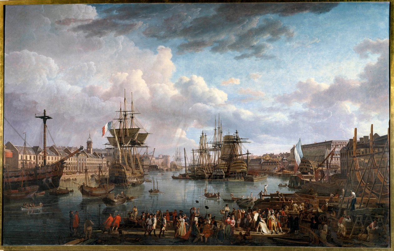 Veduta del porto di Brest nel XVIII secolo. Dipinto di Jean-Francois Hue (1751-1823) da Jean Francois Hue