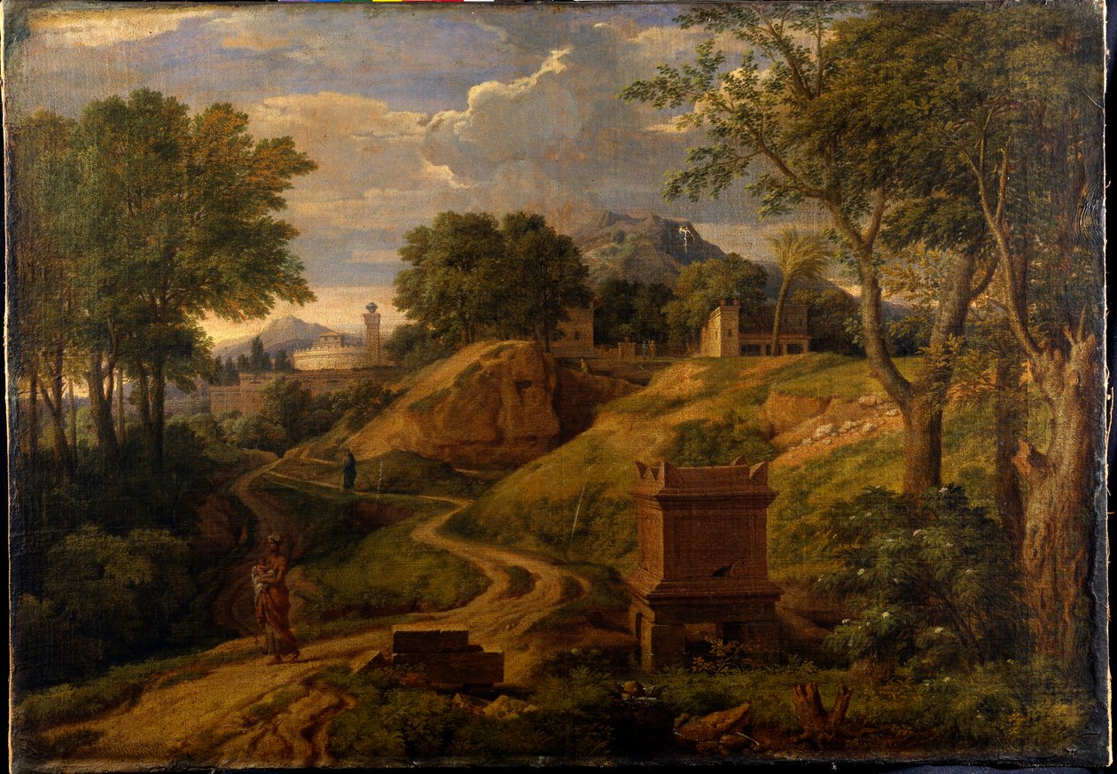 Paesaggio classico con una donna che porta un bambino, c.1650-75 da Jean Francois I Millet