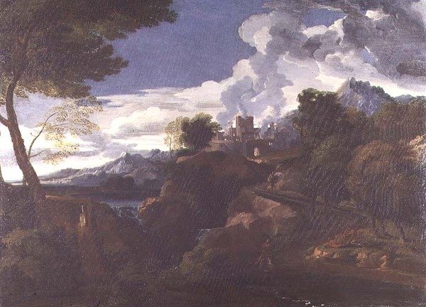 Paesaggio con città in fiamme da Jean Francois I Millet