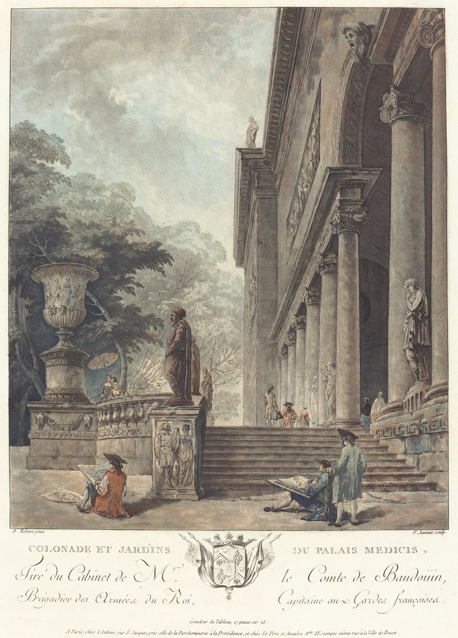 Colonade e giardini del Palazzo Medici da Jean Francois Janinet