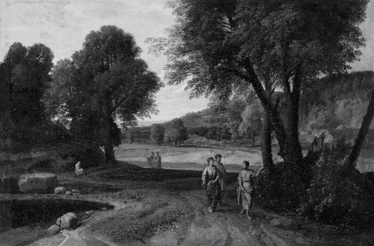 Paesaggio Classico con Due Donne e un Uomo su un Sentiero da Jean Francois Millet