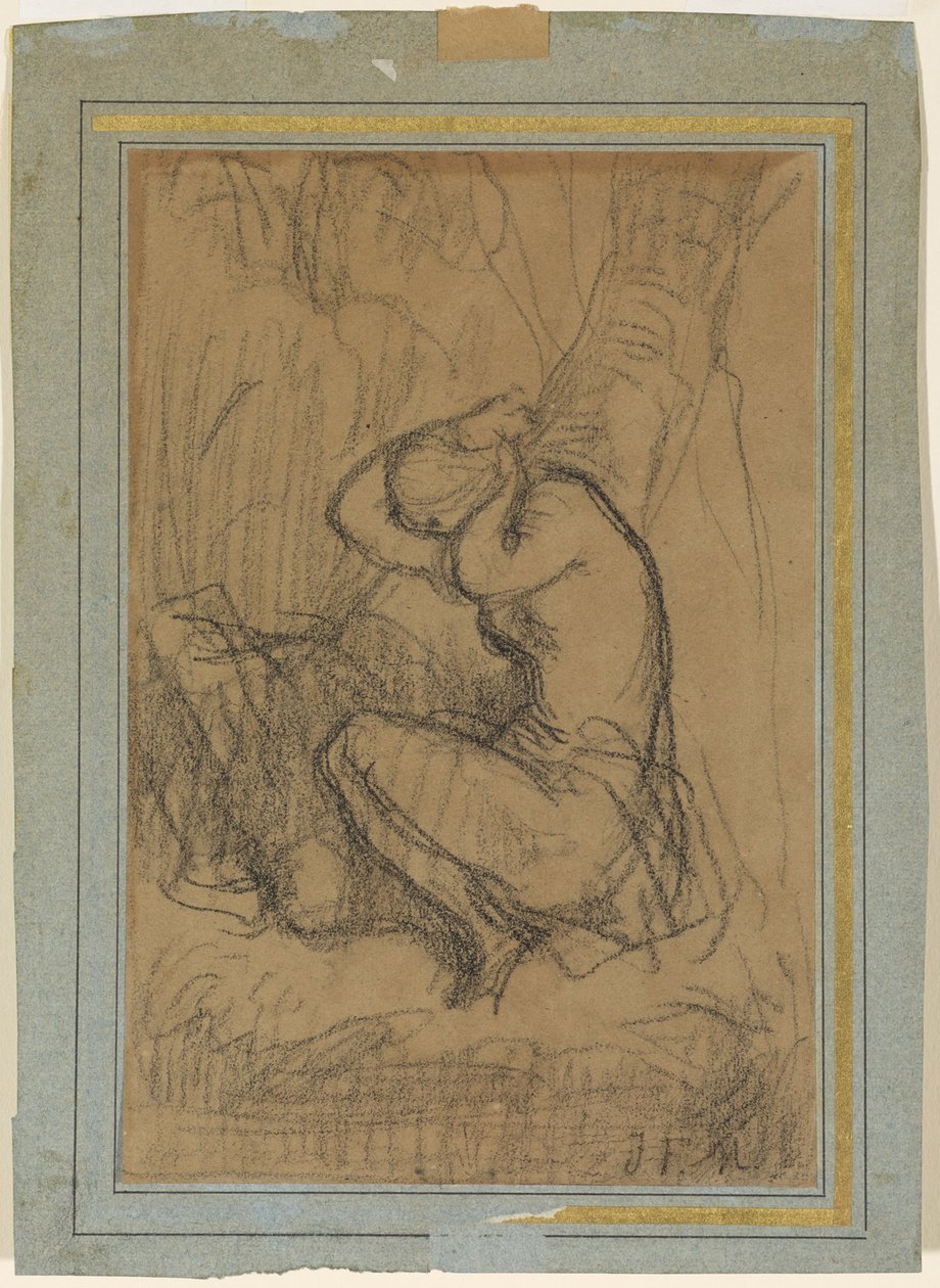 Giovane donna che si raccoglie i capelli lunghi dopo il bagno da Jean Francois Millet