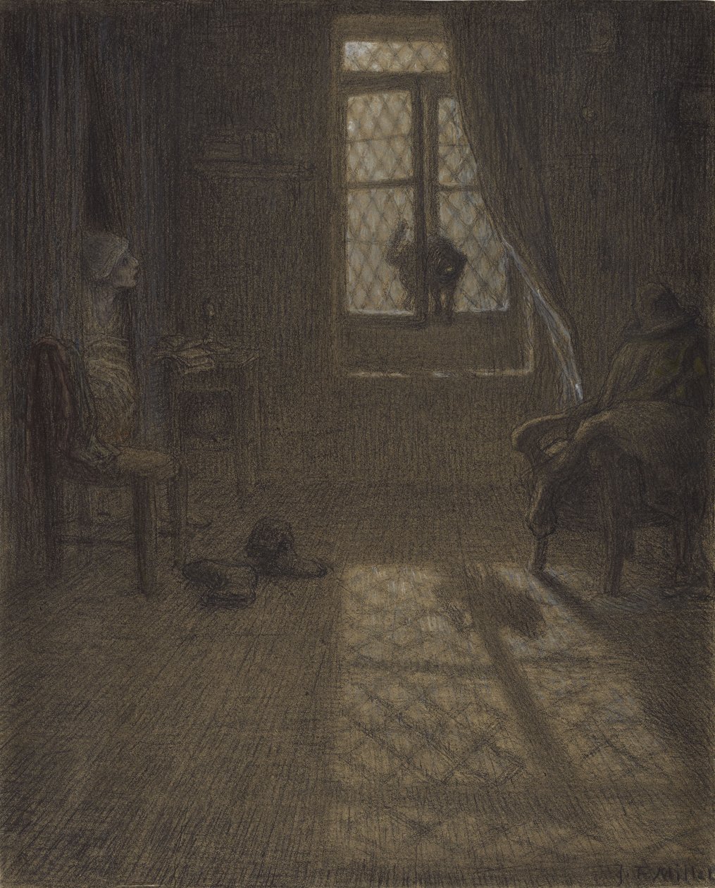 Le chat o Il gatto alla finestra, 1857-58 da Jean Francois Millet