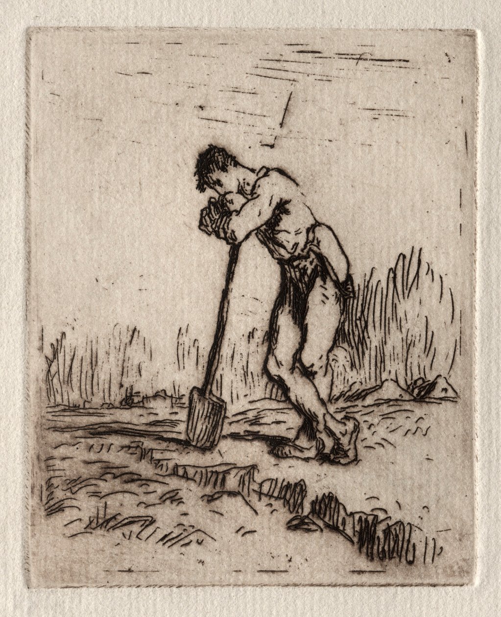 Uomo appoggiato a una vanga da Jean Francois Millet