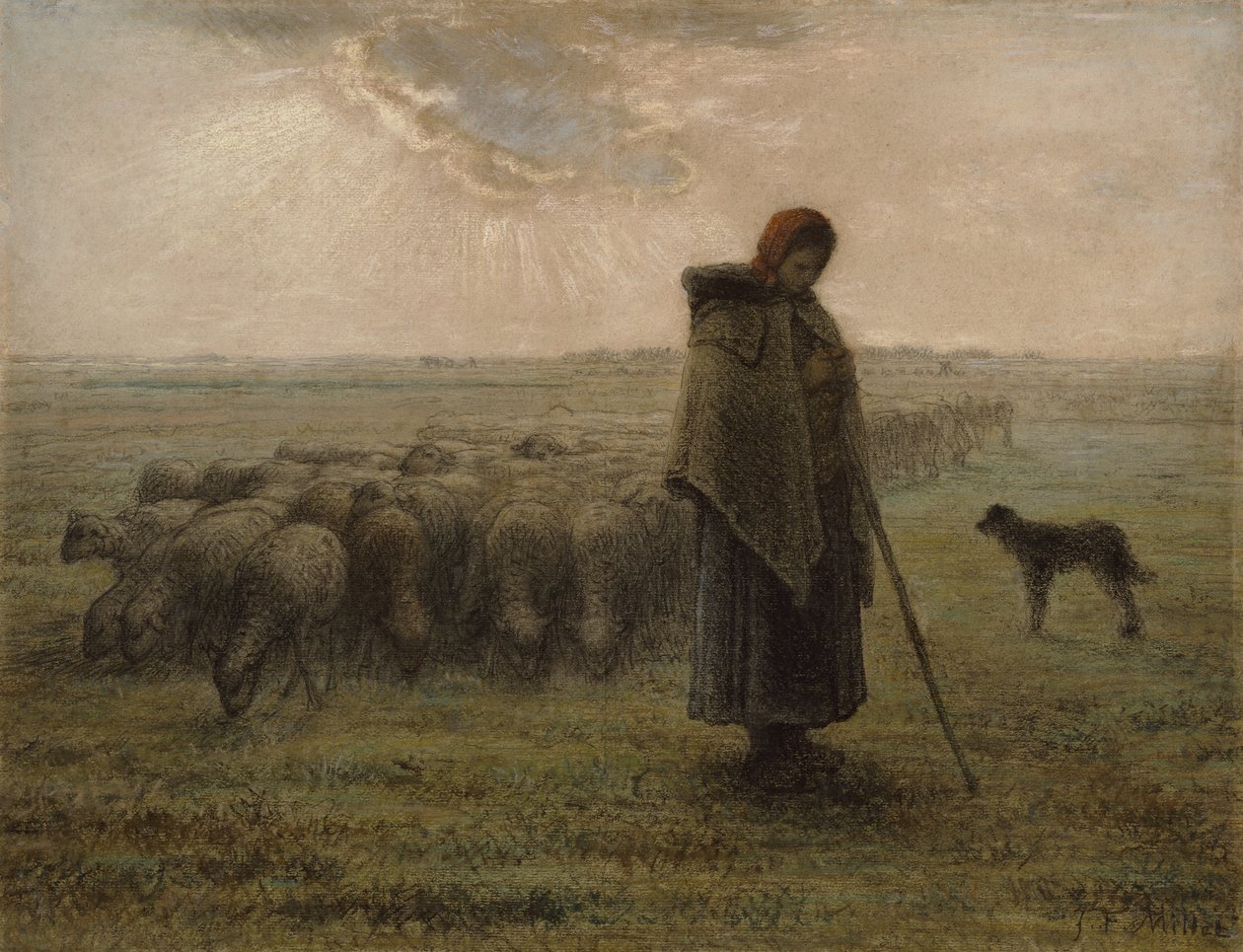 Pastorella e il suo gregge, 1862-63 da Jean Francois Millet