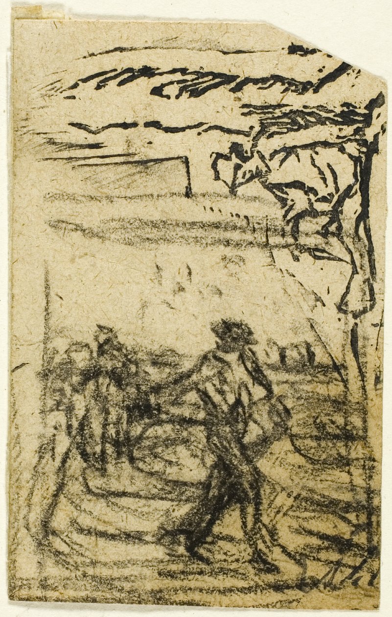 Schizzi, frammento: Contadino seduto ai piedi di un albero da Jean Francois Millet