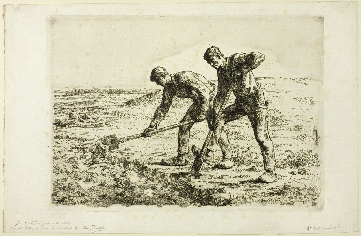 Due uomini che scavano da Jean Francois Millet