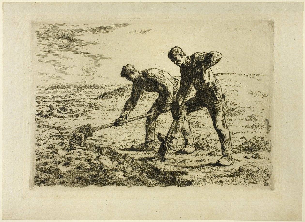 Due uomini che scavano da Jean Francois Millet