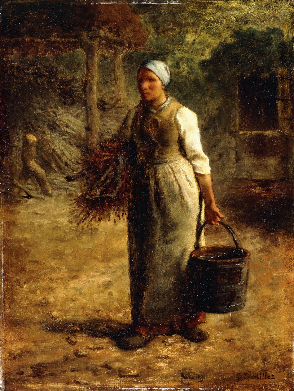 Donna che trasporta legna da ardere e un secchio da Jean Francois Millet