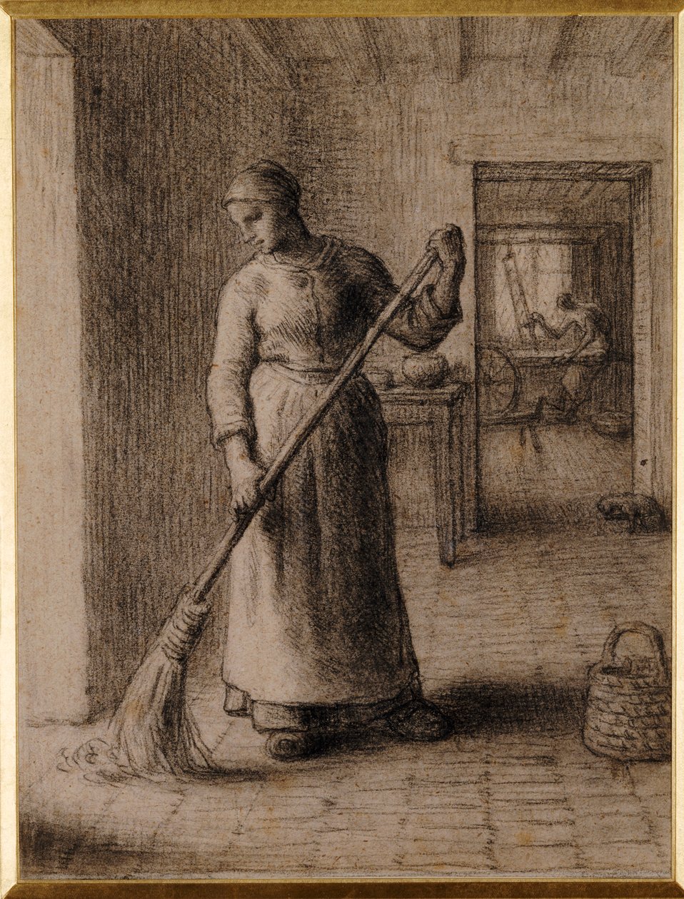 Donna che spazza la sua casa da Jean Francois Millet