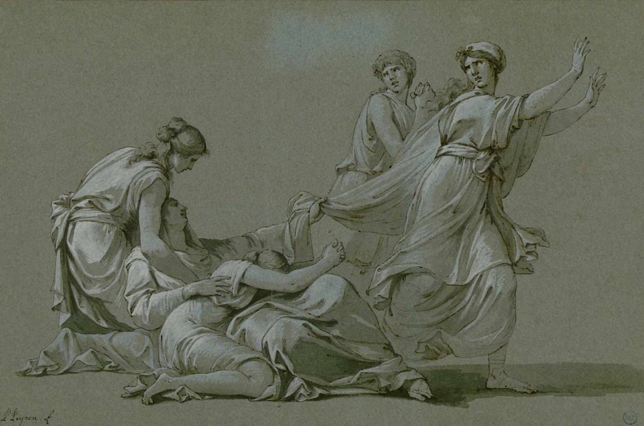 I giovani e le fanciulle di Atene offerti come vittime sacrificali al Minotauro, ca 1778 da Jean François Pierre Peyron