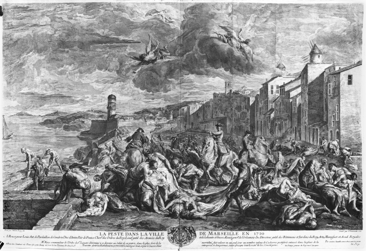 La peste del 1720 a Marsiglia, inciso da Simon Thomassin (1655-1733) 1727 da Jean Francois de (after) Troy