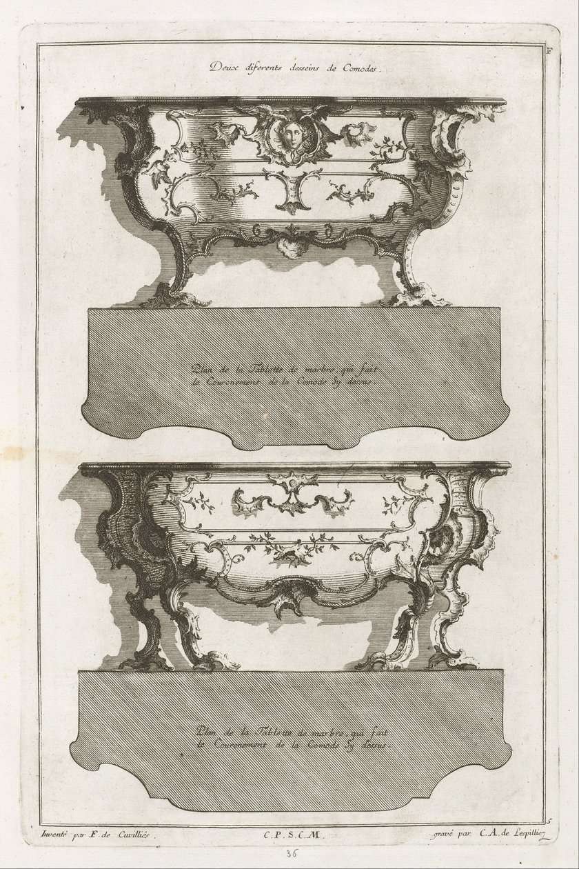 Libro di Differenti Disegni di Comò da Jean François Cuvilliés