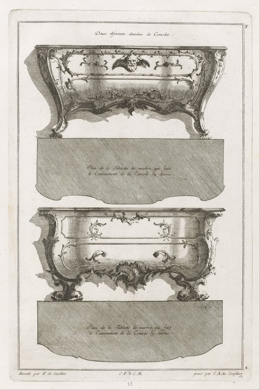 Libro di diversi disegni di comò da Jean François Cuvilliés