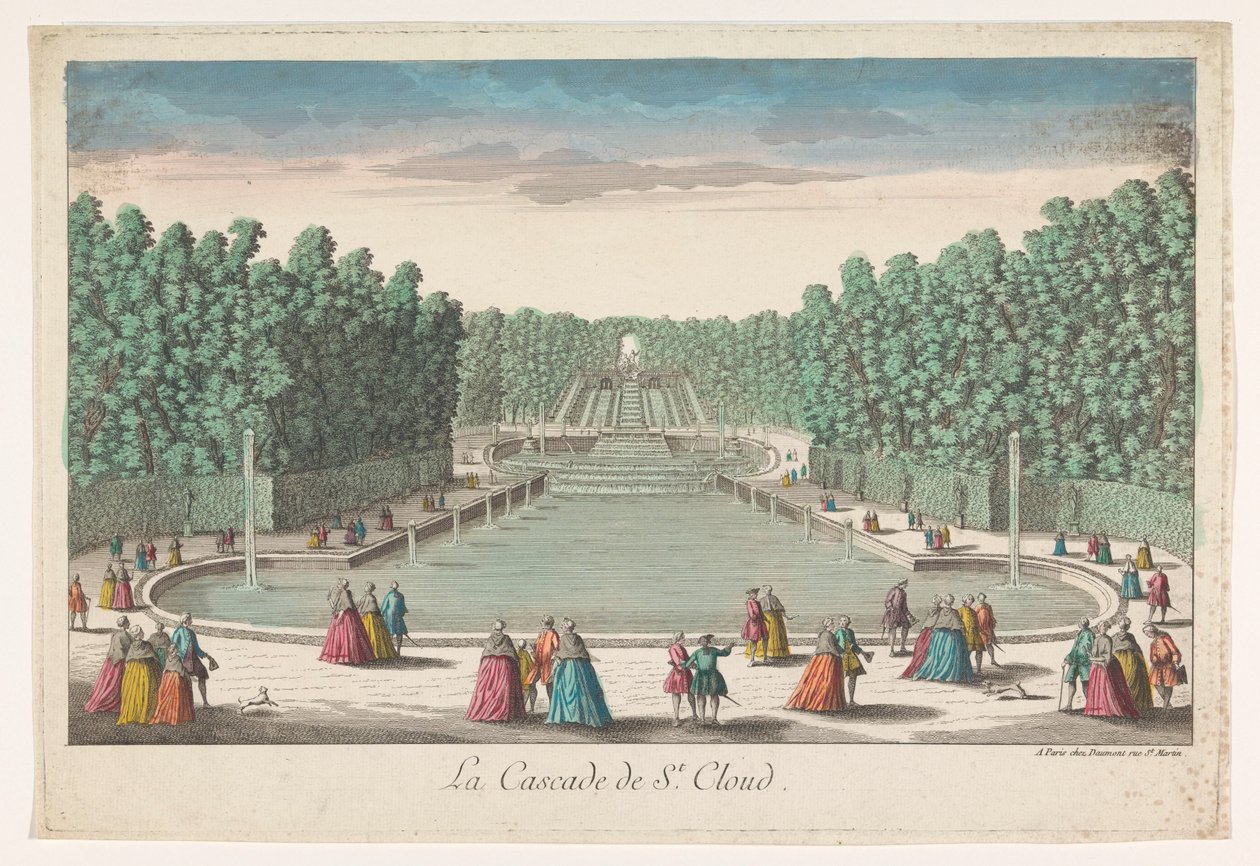 Veduta delle cascate del giardino del Castello di Saint-Cloud (La cascade de St. Cloud) da Jean François Daumont
