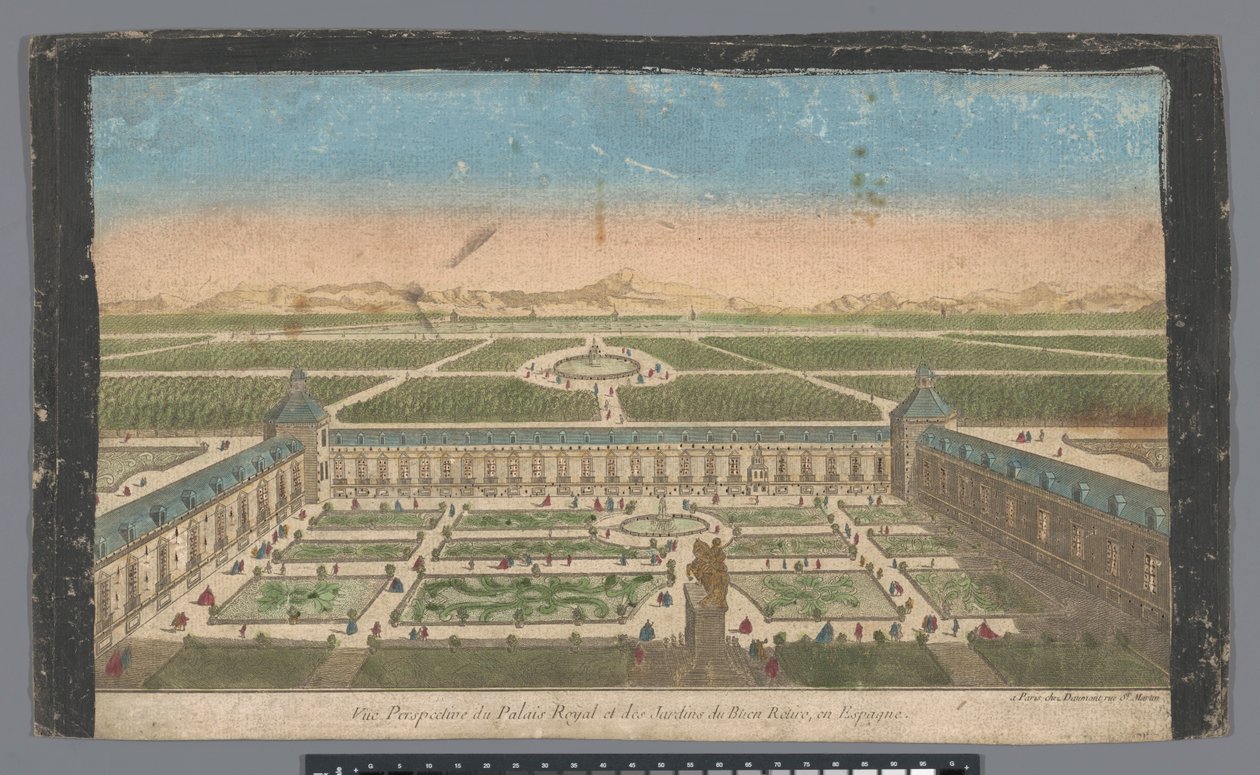 Vista del giardino e del Palacio del Buen Retiro a Madrid da Jean François Daumont