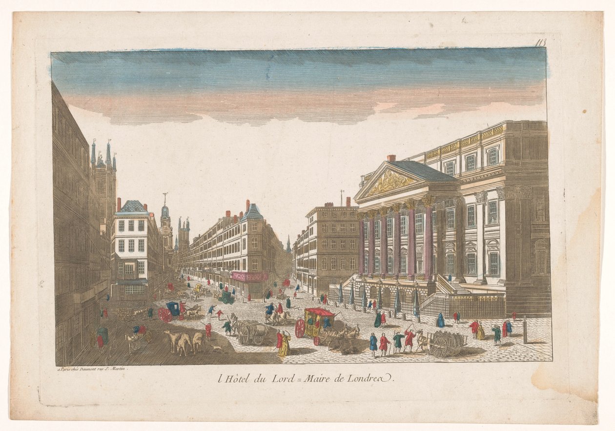 Veduta del Mansion House a Londra da Jean François Daumont