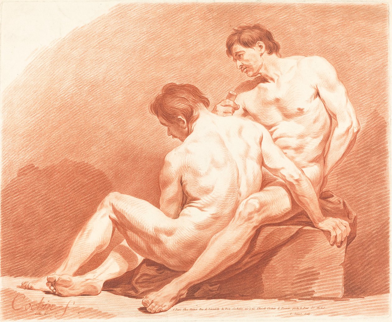 Due Nudi Maschili da Jean François Janinet after Charles Nicolas Cochin the Younger
