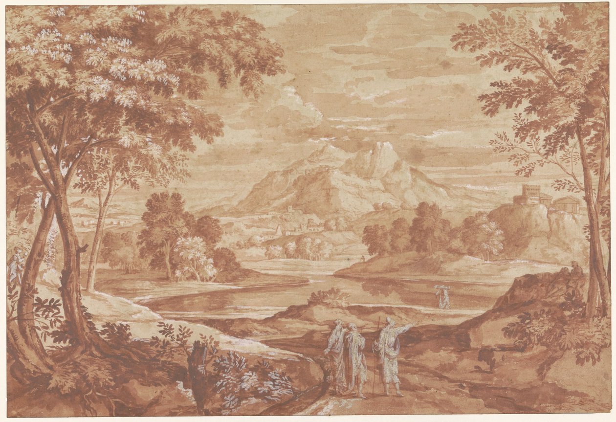 Paesaggio arcadico con persone che passeggiano da Jean François Millet (II)