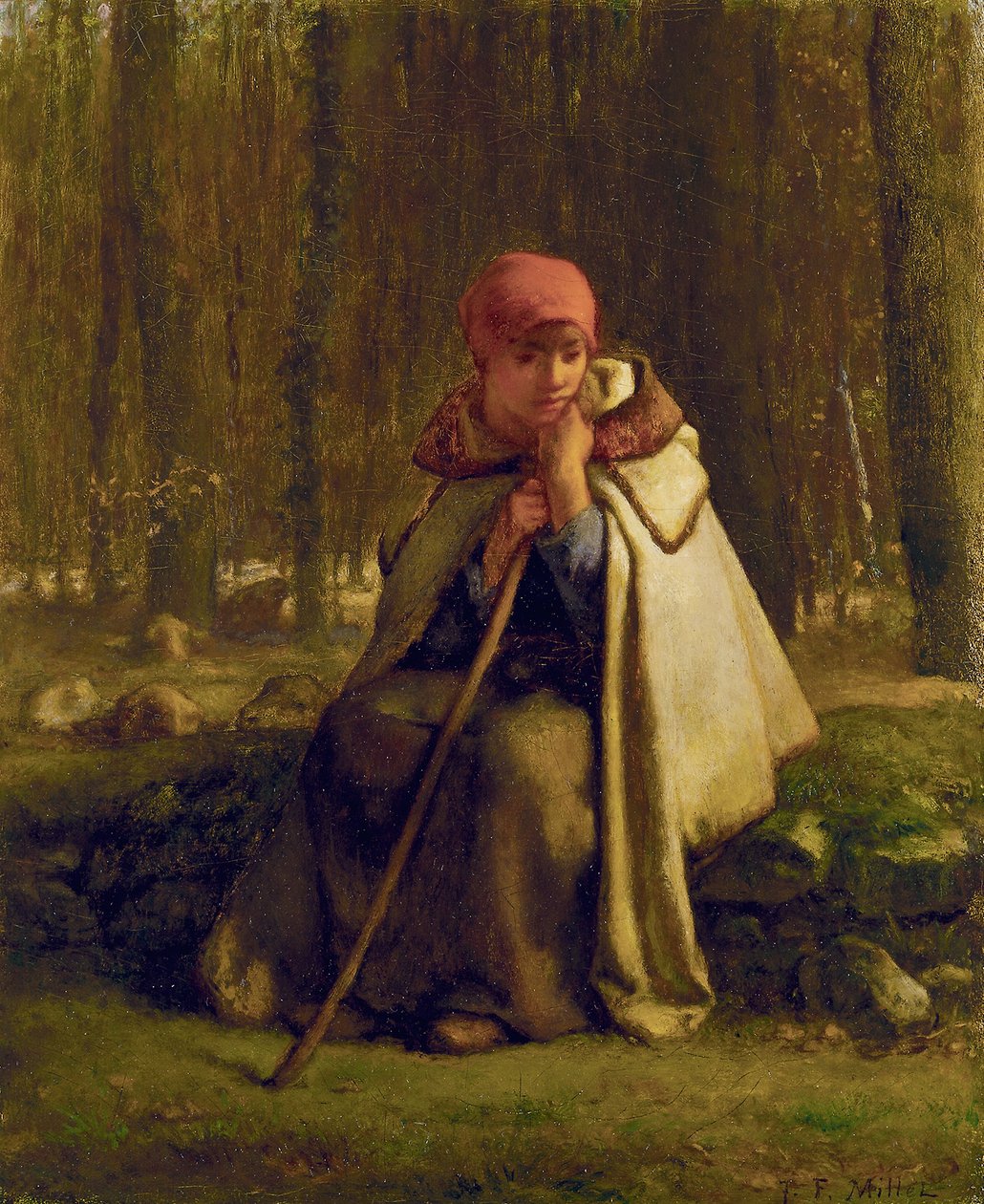 Francese:  Bergère assise Pastora seduta da Jean Francois Millet