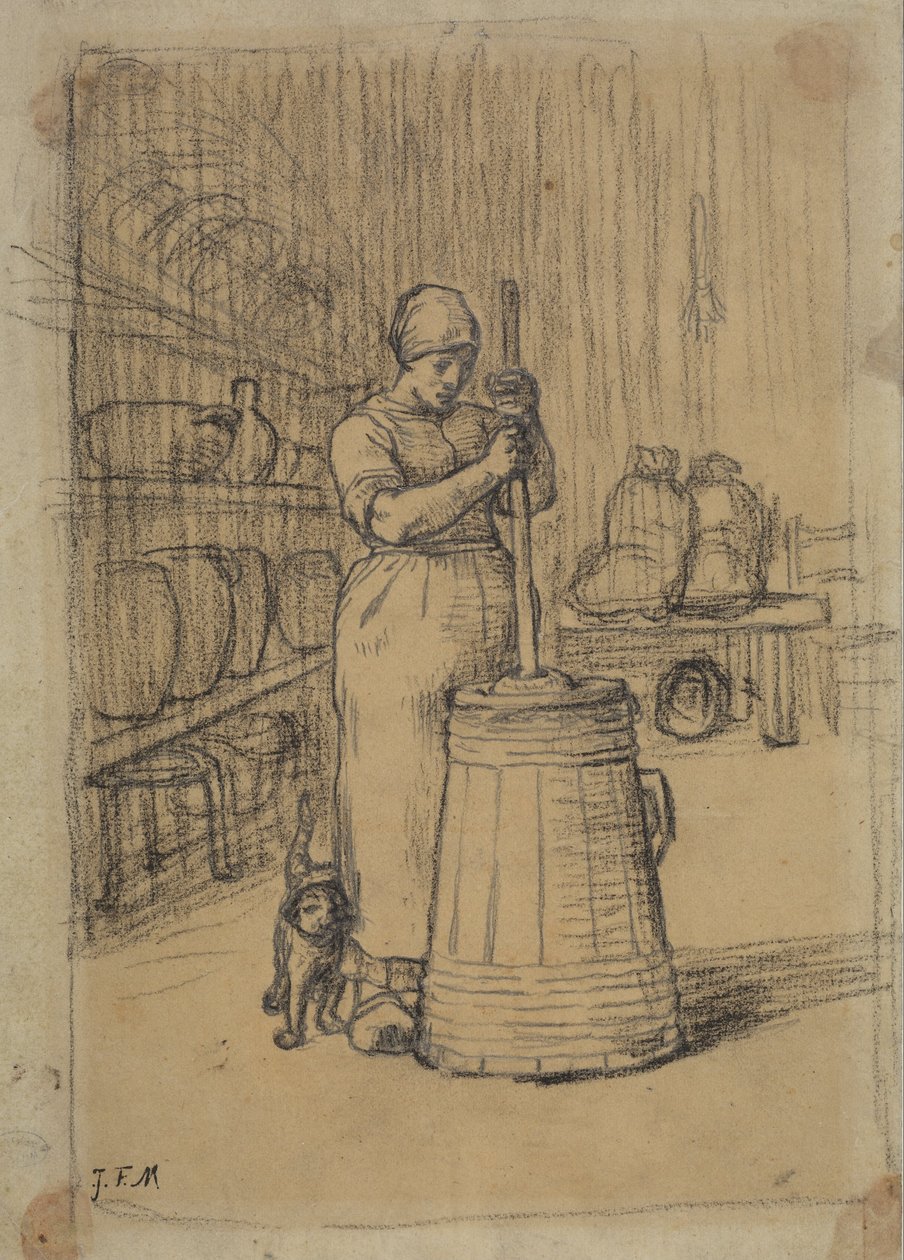 Studio per Donna che Fa il Burro da Jean Francois Millet