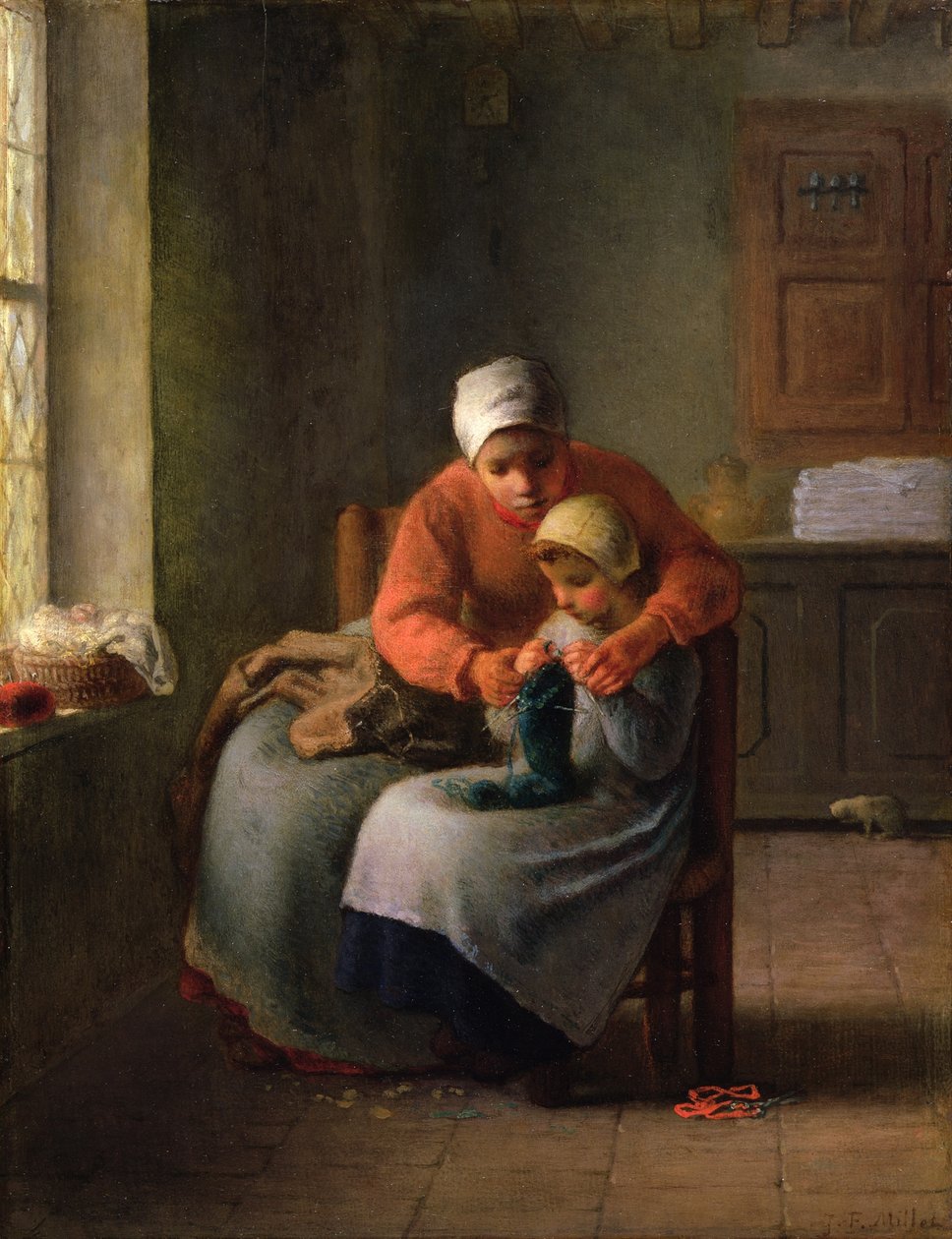 La lezione di maglia da Jean Francois Millet