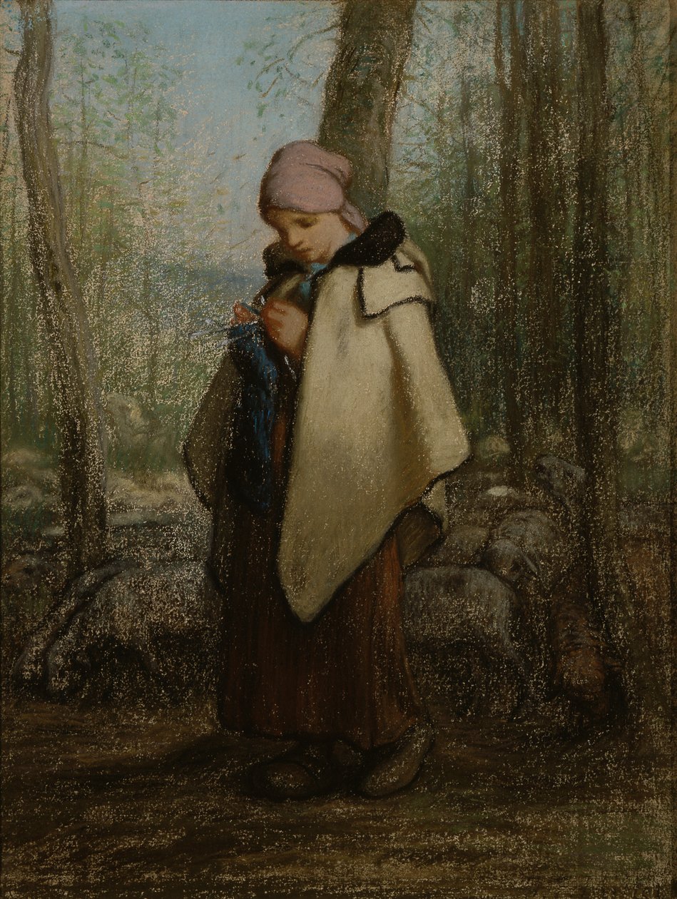 La pastora che lavora a maglia da Jean Francois Millet