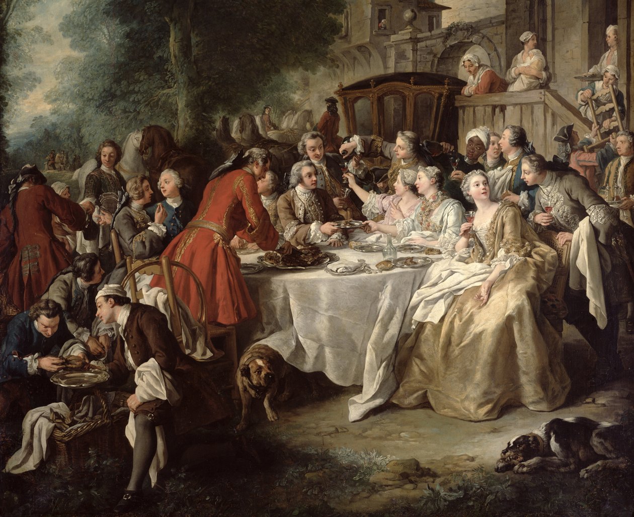 Il pranzo di caccia, dettaglio dei commensali, 1737 da Jean François de Troy