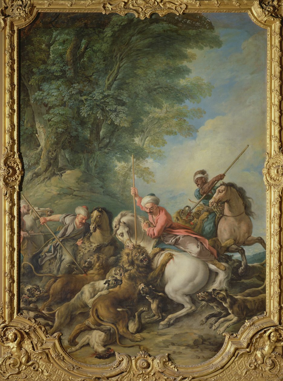 Turchi che cacciano leoni da Jean François de Troy